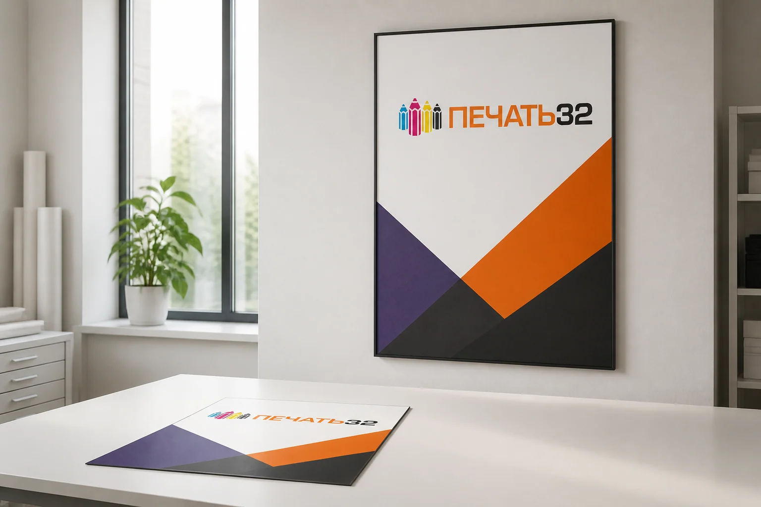Большой постер с фирменной графикой ПЕЧАТЬ32; для заказа в Рязани